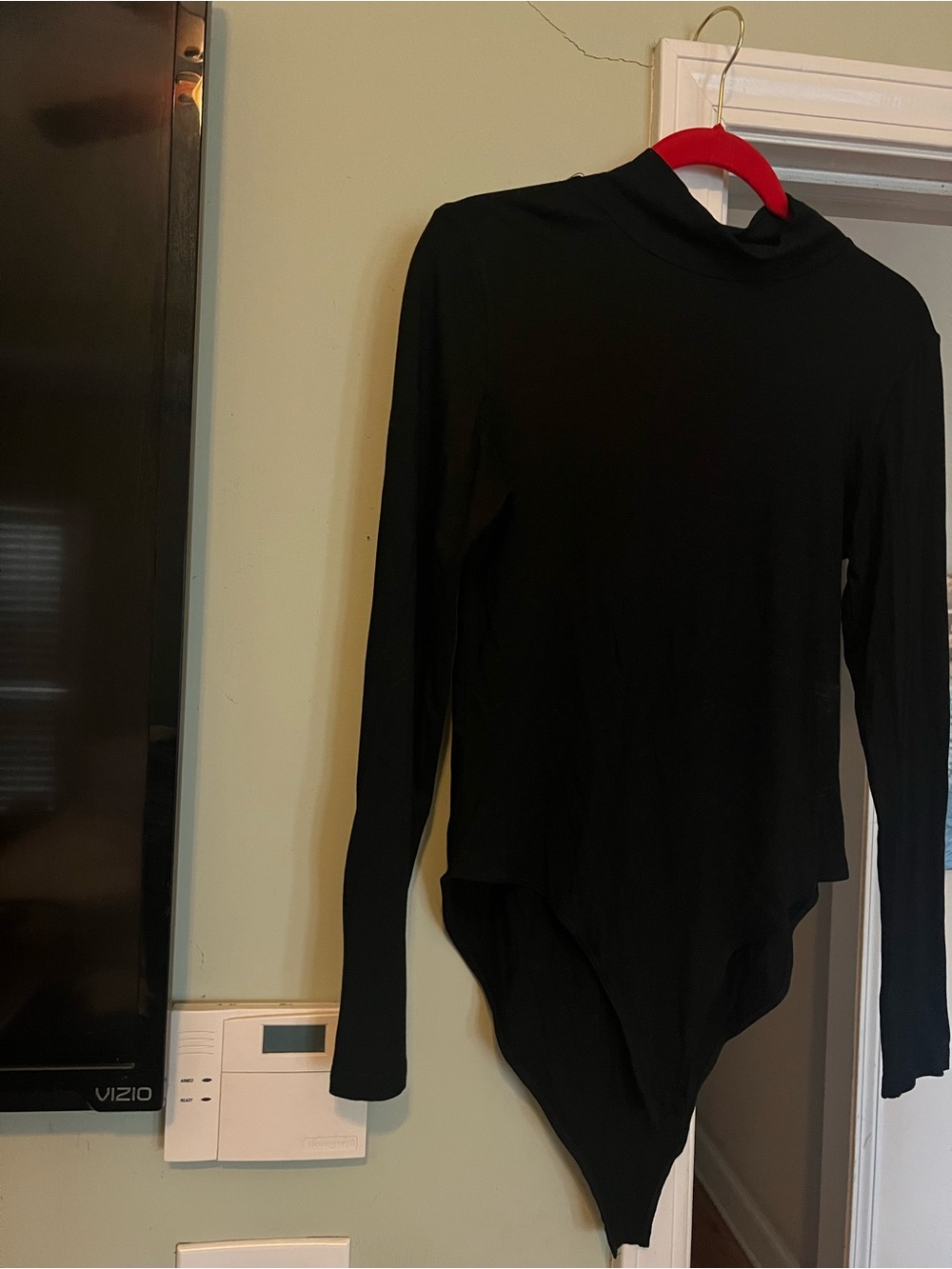Mango Black Long-Sleeve Mock Neck Bodysuit
